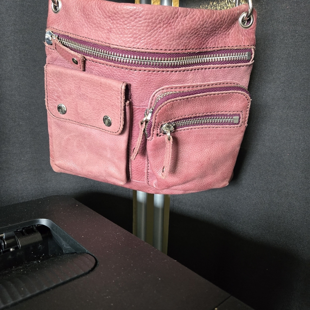 Pink Leather Crossbody Bag